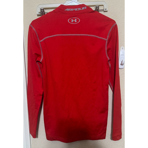 Under Armour ColdGear Compression Mock Long Sleeve Shirt Red Mens Size Medium - Picture 5 of 6
